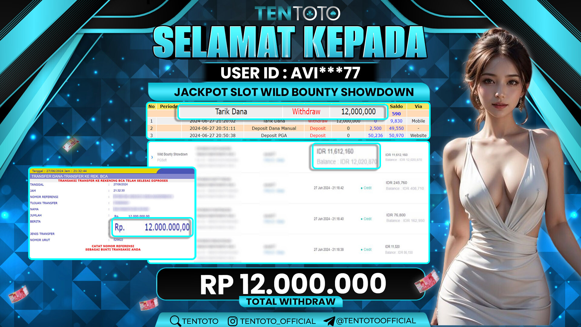 TENTOTO Jackpot Wild Bounty Showdown Rp. 12.000.000,- LUNAS