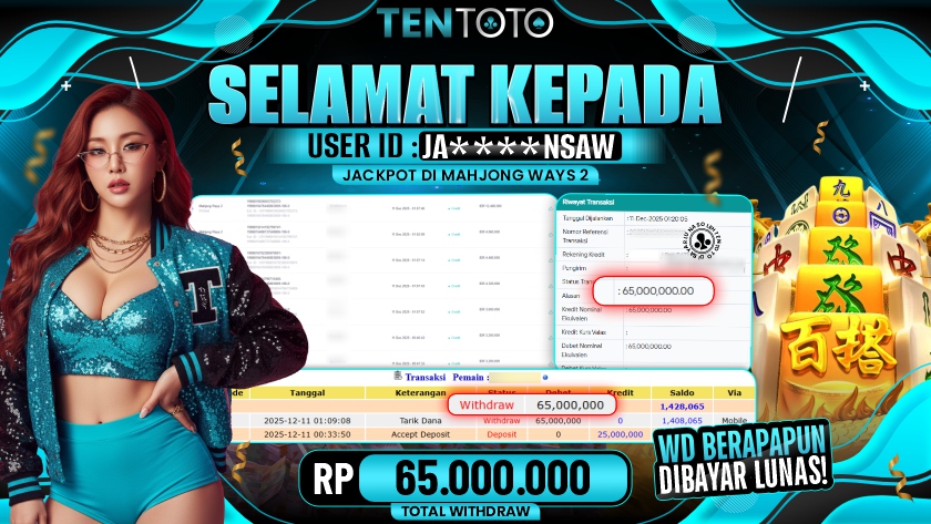 TENTOTO Mahjong Ways 2 Rp. 65.000.000,- LUNAS