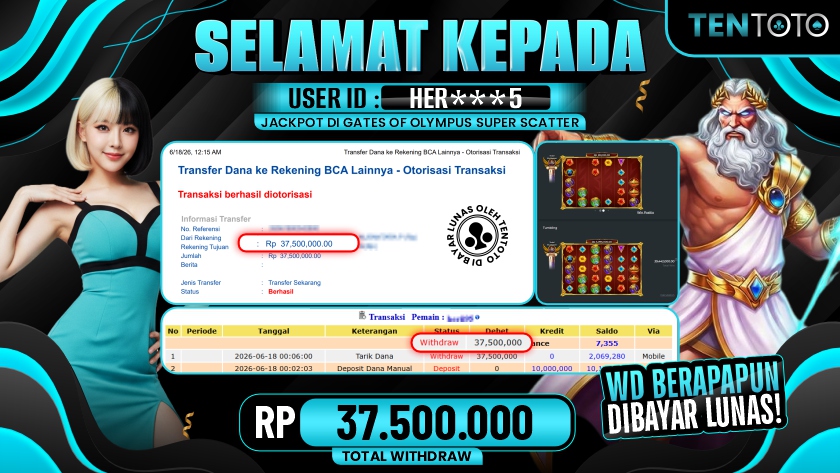 TENTOTO Gates Of Olympus Super Scatter Rp. 37.500.000,- LUNAS